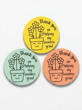 3/$15 50ct Thank You Stickers 2” Round Pastel Mint Yellow Peach Packaging Labels